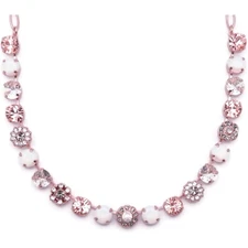 Mariana Ice Queen Rose Gold Necklace Peach Grey White Crystal Flower 1154 NWT