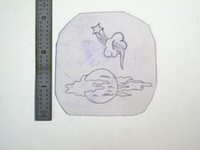 vtg 1960s 70s Tattoo Flash acetate stencil Moon Cloud and Star Cloud SKY4