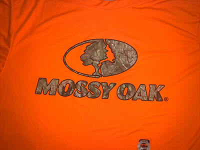 Mossy Oak Orange Polyester Camo Tree Logo Men's M Shirt Visible Hunting Tee MO9