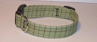 HANDMADE Wet Nose Designs Colorful Mad For Plaid Green & Brown Dog Collar Neutrals Tweed