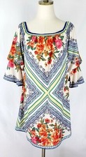 Jealous Tomato Tunic Dress Size M Multicolor Floral Geometric Peasant Style 