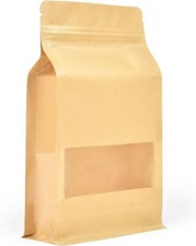 EVG Kraft Brown Window Pouch Paper Bag | Heat Sealable & Zip Lock Bags