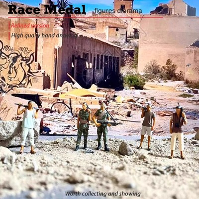 1/64 Scale Loose Armed Gun-toting Figures Scenic Ornament Miniature Model New
