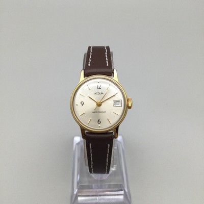 Vintage Timex Acqua Ladies Watch Vintage Timex Acqua Watch Women 25mm Gold Tone Date Stretch  main image 4