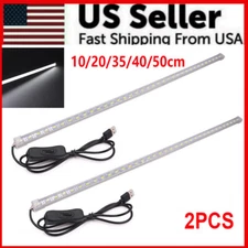 2Pcs Muti sizes USB LED Hard Strip Bar Light Tube Under Cabinet Lamp With Switch