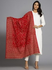 Reversible Large Jamawar Wool Shawl Vine  Floral Paisley Pink Beige Pashmina