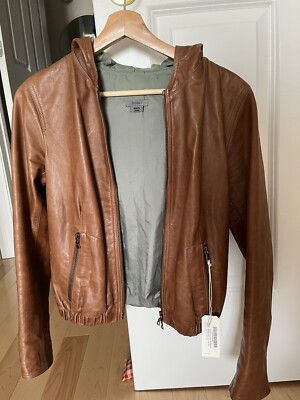 M0851  hooded learher jacket size 2