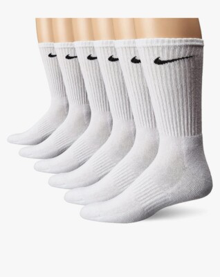 NIKE Dri-FIT Everyday Training 6 Pairs Crew Socks SMALL WHİTE