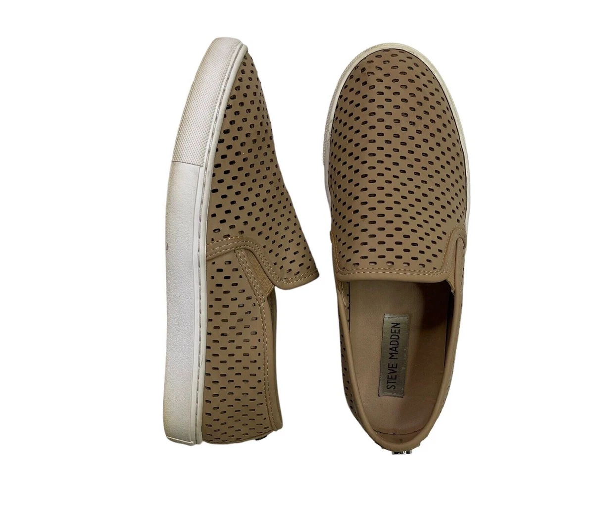 Tan steve madden slip ons sale