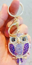 Rhinestone Owl Keychain Bag / Purse Charm / Backpack Key Chain Choose Color
