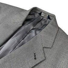 Jos A Bank Men's Gordon 100 Wool 2-Button Blazer Gray Houndstooth   41R