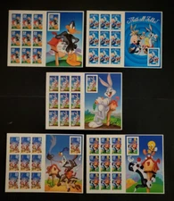 US, #  #3137,3204,3306,3391,3534 Looney Tunes set of 5 panes, MNH