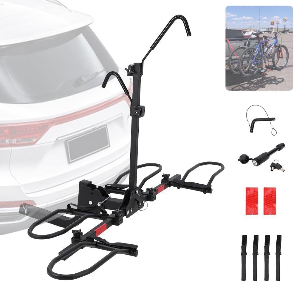 Foldable 2 Bike Rack Hitch Mount Carrier For Up to 5.5" Fat Tire for SUV Truck