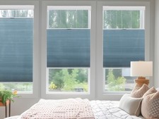 METechs No Drill Top-Down Bottom-Up Blackout Blue Cellular Shade Honeycomb Blind
