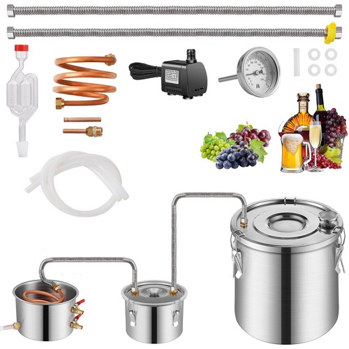Alcohol Still, 13.2 Gal / 50 L Stainless Steel Water Alcohol Distiller with Cop