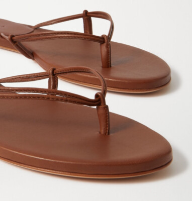 gabriela hearst Leather Sandal Brown Thong Double Strap  New Size 40