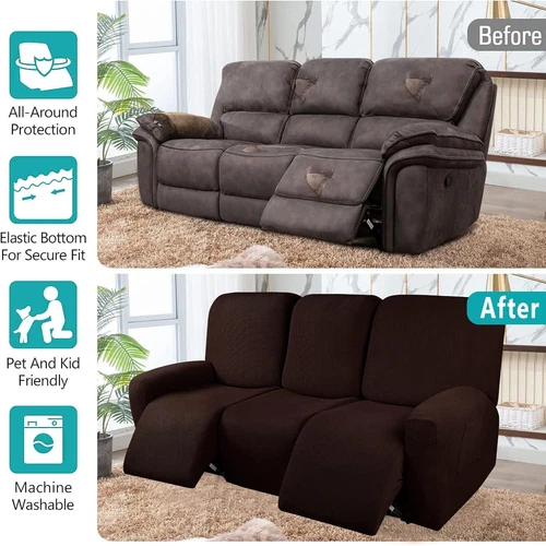 Elastischer Relaxsessel 3-Sitzer Sofa Bezug Jacquard Relaxsessel Schonbezüge - Bild 11 von 29