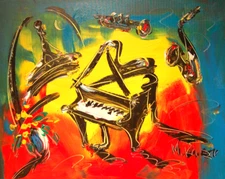 Paris Jazz Piano  LANDSCAPE   Oil Painting   abstract SIGNED  Original on canvas