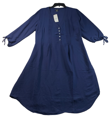 Evans Shirt Dress Womens Plus size 16W Navy Blue 3/4 Sleeve Semi