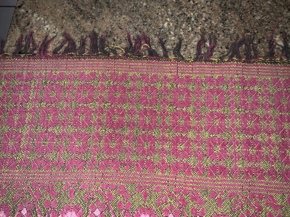 MANTA DE COLECCIÓN HIMALAYA ~ RARA ~ VÍVIDA FUSCIA Y VERDE AZULADO ~ ¡ENCUENTRADA INMOBILIARIA! Foto 4 de 4