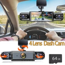 1080P Dash Cameras 4-Channel Night Vision Adjustable Lens Driving Record Kit NEW