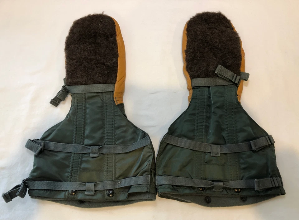 Illinois Glove Co Flyers Insertar Mitón Talla Mediana 100% Lana Cuero Militar Foto 2 de 3