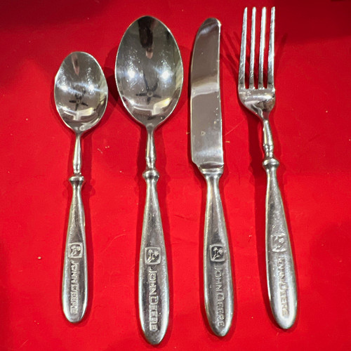 John Deere 4-Piece Stainless Flatware Set Spoon Teaspoon Fork Knife