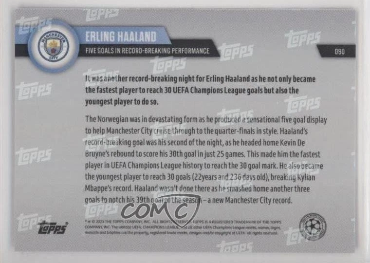 2022-23 Topps Now UCL /10723 Erling Haaland #090 - Image 2 of 3