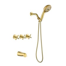 3 Handles Tub Shower Faucet Set with 10 Spray Handheld Shower 3 Handles Showe...