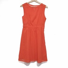 J. Crew Factory Size 2 Vibrant Orange Textured Chevron Pattern Sleeveless Dress