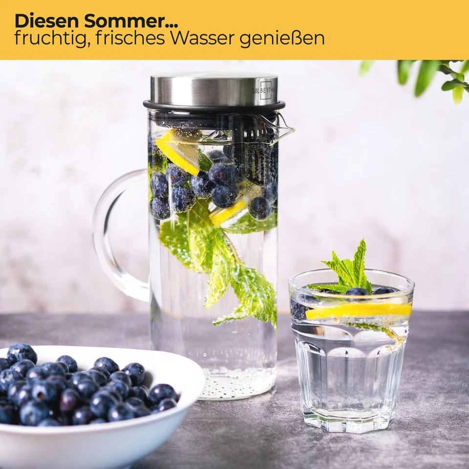 Glaskaraffe Infusion Pitcher 1000 ml SILBERTHAL Wasser Tee Infuser Karaffe - Bild 4 von 4