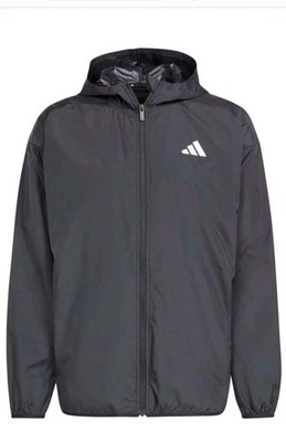 Men's Adidas Big LOGO MULTISPORT HOODED SHELL jacket BLACK Sz XL
