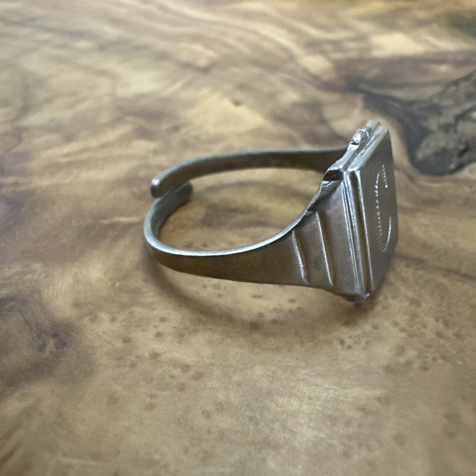 Vintage Nickle Silver Monogram Ring Initial C Art… - image 3