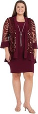 R M Richards Women's Elegant 2-Piece Sequin Lace Jacket Tank Sheath Dress New