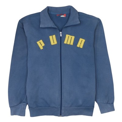 Puma Herren Sweatshirt blau durchgehender Reißverschluss Medium Logo Grafik