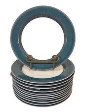 Set of 12 Dansk Gridworks Green Dinner Plates 11” Vintage Portugal Discontinued