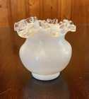 Vintage Fenton Silver Crest 4" Vase White Milk Glass
