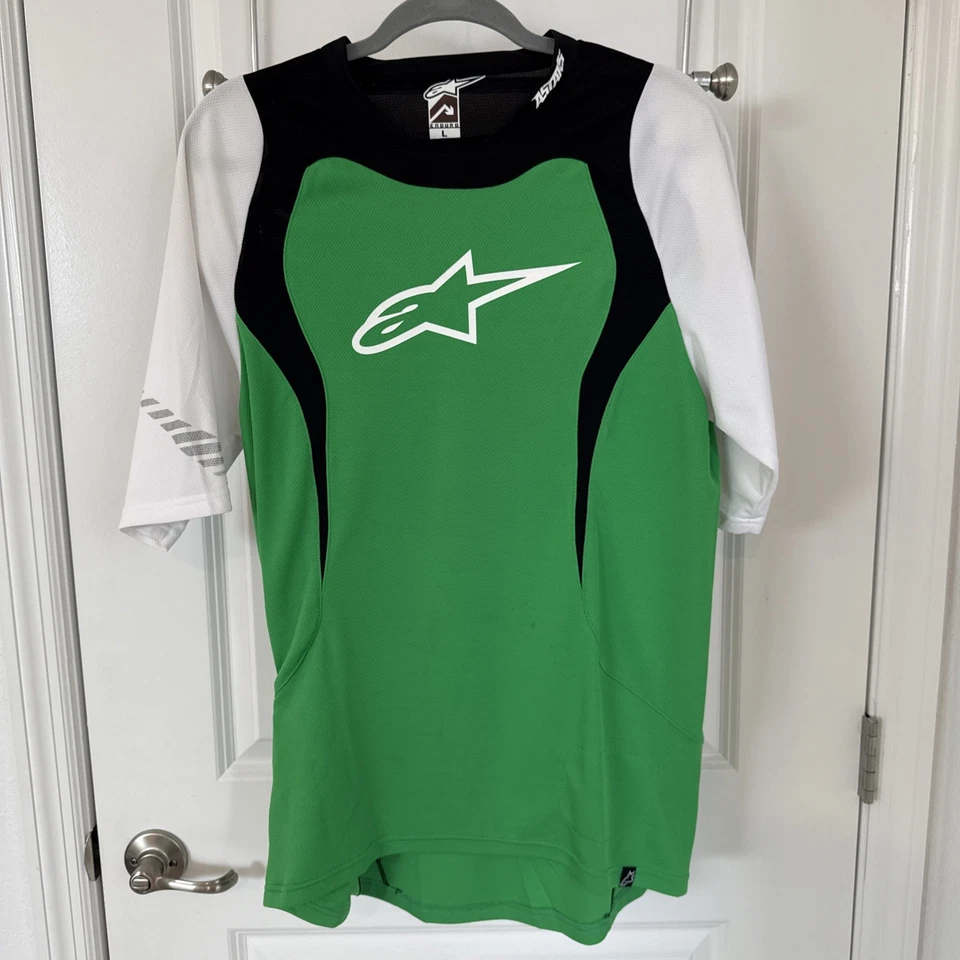 Alpinestars MTB Jersey Mens Size XL Green White Black Short Sleeve NEW! - Image 2 of 4