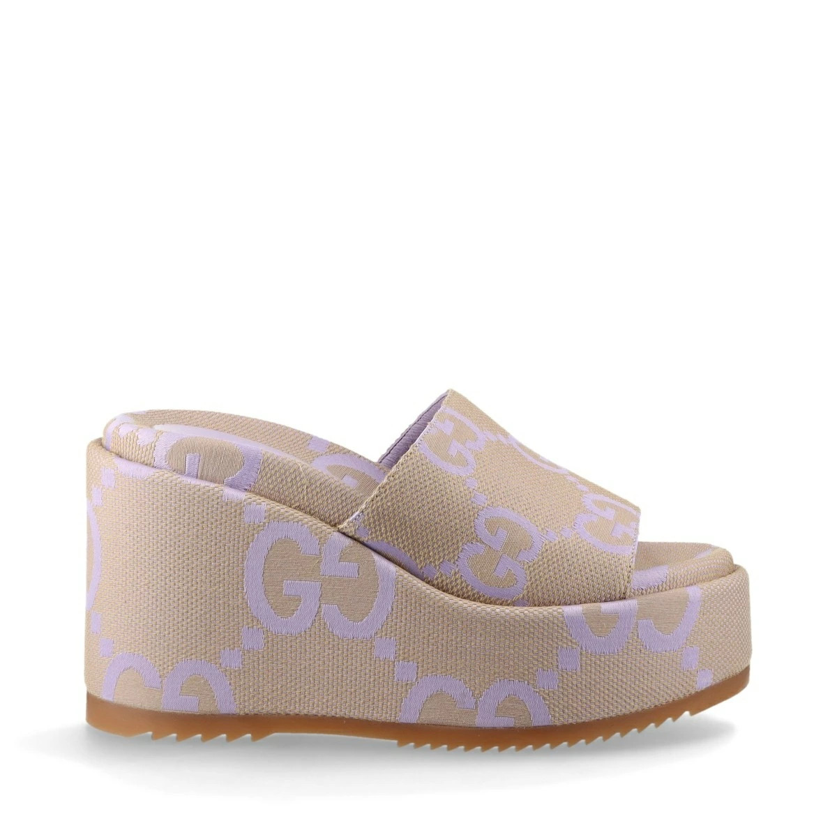 GUCCI GG Canvas 24 Years Canvas Wedge Sole Sandals 37 Women's Lavender 730047 Mu thumbnail 3
