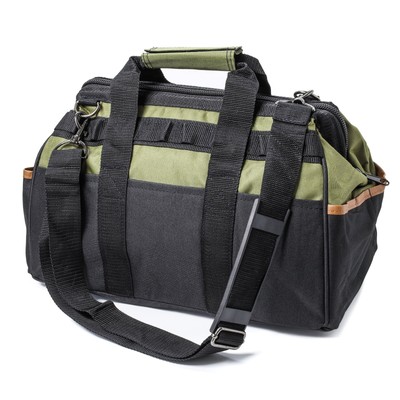 ToolTreaux Nylon Storage Tool Bag with Side Pockets Shoulder Strap 18 x 8.5 In