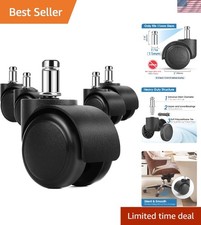 Heavy-Duty 2" Caster Wheels for Office Chairs - Effortless Tool-Free Install