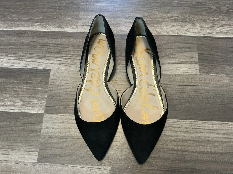 Anthropology Sam Edelman Rodney Pointed D’orsy Flat 7.5W Negro Gamuza Minimalista Foto 2 de 4