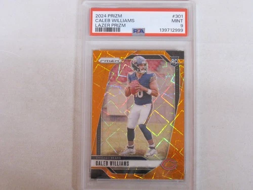 2024 Panini Prizm Orange Lazer Prizm #301 Caleb Williams Rookie RC PSA 9 MINT