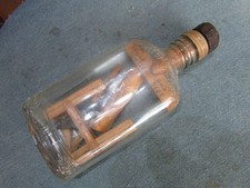 Folk Art HAND CARVED Wood WHIMSEY Bottle w/TOOLS 1937 DATE Signed SHICKLEY, NEB