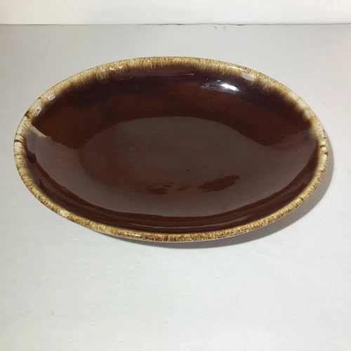 RARE VTG Hull Brown Drip Pottery Spaghetti Plate Platter Oven Proof 10.75 X 8.25