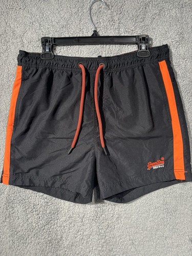 Superdry Herren Badeshorts Schwarz Orange Gr. L Sport Sommer Urlaub Kleidung