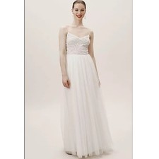 New Anthropologie BHLDN Avaline Dress BEADED $350 SIZE 6 Ivory