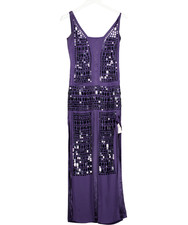 AMANDA WAKELEY Elements Purple Sequin Embellished Eving Maxi Dress UK 8
