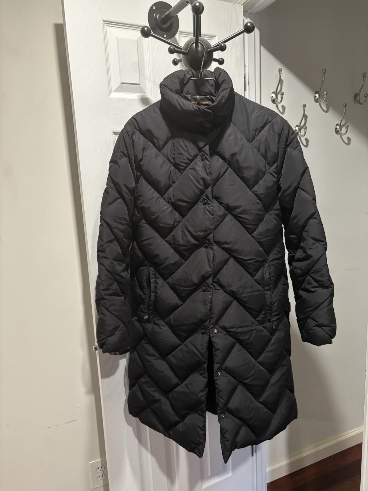 Vintage Moncler Sz 1 Black Puffer Coat Stand Up  Collar Side zip Pockets thumbnail 2