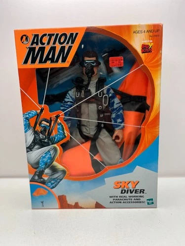 HASBRO ACTION MAN 1996 12" ACTION FIGURE SKY DIVER W/ PARACHUTE NEW IN BOX
